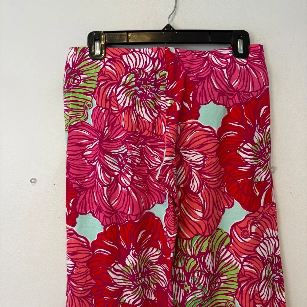 Lilly Pulitzer Wide Leg Palazzo‎ Pants Pink Floral Knit S Resort Vaca Camellia